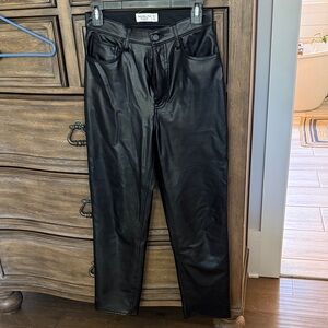Abercrombie Ankle Straight Ultra High Rise Leather Pants